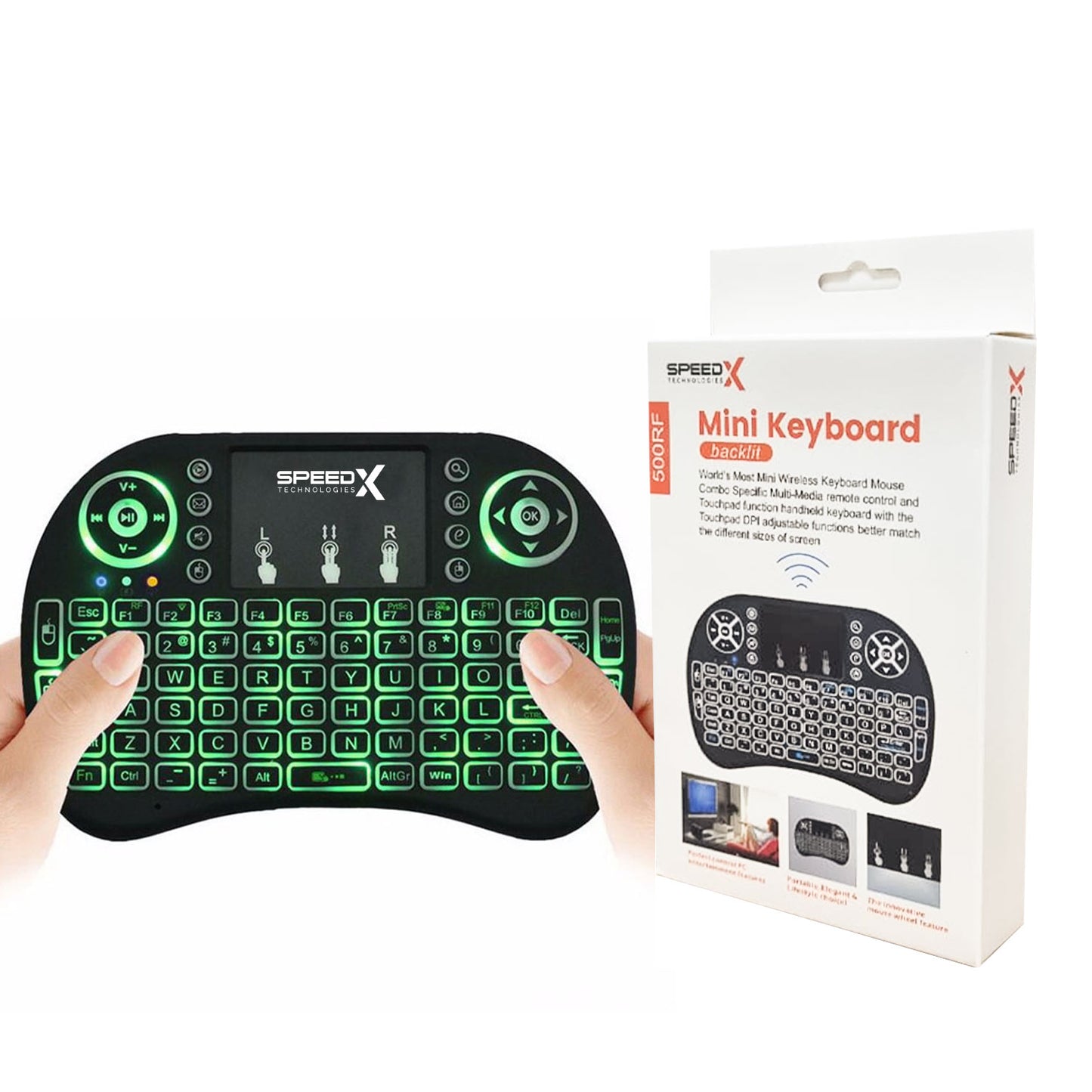 Mini Touch Pad Wireless With Backlight Keyboard Mouse Rf 500