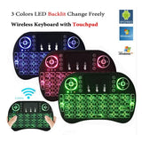 Mini Wireless Keyboard RF500 with 3 Color RGB Backlit, 2.4GHz Wireless Mini Keyboard Controller with Touchpad Mouse Combo, Compatible with Android TV Box, IPTV, HTPC, Smart TV, PC, etc